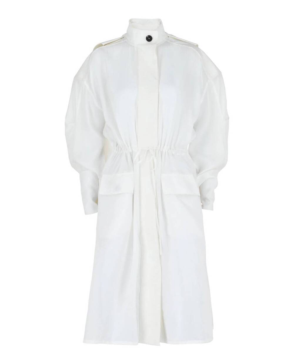 NEW SALVATORE FERRAGAMO women's long-sleeved hooded trench coat in white
